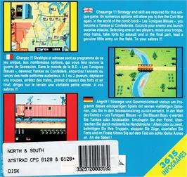 Box back cover for North and South on the Amstrad CPC.