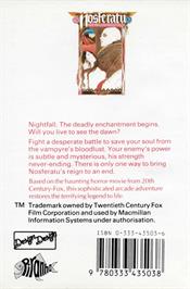 Box back cover for Nosferatu the Vampyre on the Amstrad CPC.