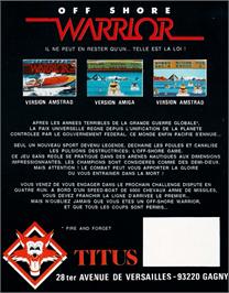 Box back cover for Off Shore Warrior on the Amstrad CPC.