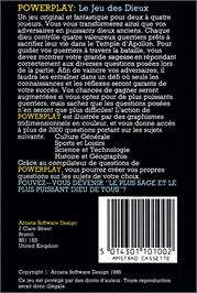 Box back cover for Powerplay: The Game of the Gods on the Amstrad CPC.