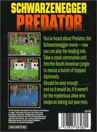 Box back cover for Predator on the Amstrad CPC.