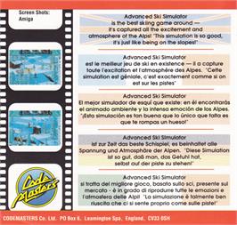 Box back cover for Professional Ski Simulator on the Amstrad CPC.