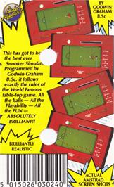 Box back cover for Professional Snooker Simulator on the Amstrad CPC.