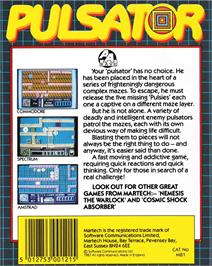 Box back cover for Pulsator on the Amstrad CPC.