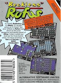 Box back cover for Reckless Rufus on the Amstrad CPC.