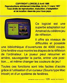 Box back cover for Reversi Champion on the Amstrad CPC.