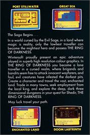 Box back cover for Ring Of Darkness, The on the Amstrad CPC.