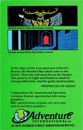 Box back cover for Robin of Sherwood: The Touchstones of Rhiannon on the Amstrad CPC.