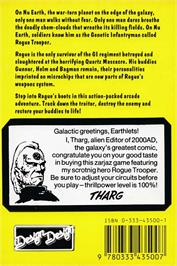 Box back cover for Rogue Trooper on the Amstrad CPC.