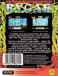 Box back cover for Rygar on the Amstrad CPC.