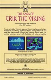 Box back cover for Saga of Erik the Viking on the Amstrad CPC.