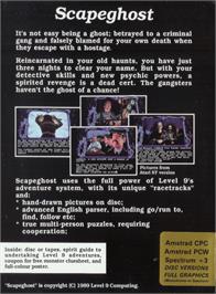 Box back cover for Scapeghost on the Amstrad CPC.