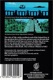 Box back cover for Seas Of Blood on the Amstrad CPC.