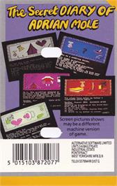 Box back cover for Secret Diary Of Adrian Mole Aged 13, The on the Amstrad CPC.