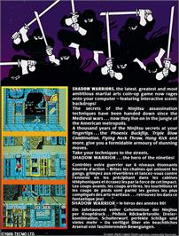 Box back cover for Shadow Warriors on the Amstrad CPC.