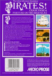 Box back cover for Sid Meier's Pirates on the Amstrad CPC.