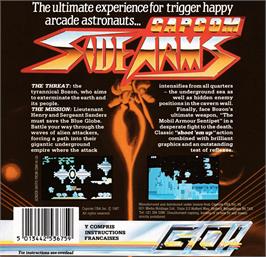 Box back cover for Side Arms on the Amstrad CPC.