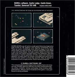Box back cover for Sigma 7 on the Amstrad CPC.