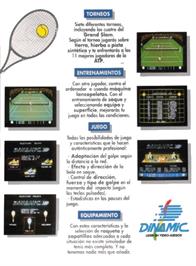 Box back cover for Simulador Profesional de Tenis on the Amstrad CPC.