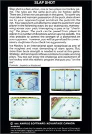 Box back cover for Slapshot on the Amstrad CPC.