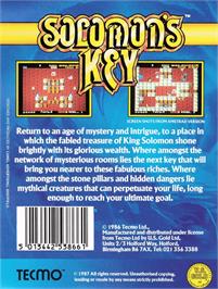 Box back cover for Solomon's Key on the Amstrad CPC.