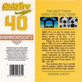 Box back cover for Spitfire '40 on the Amstrad CPC.