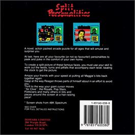 Box back cover for Split Personalities on the Amstrad CPC.