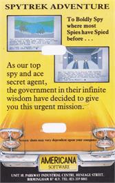 Box back cover for Spy-Trek Adventure on the Amstrad CPC.