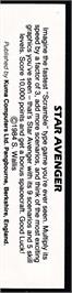 Box back cover for Star Avenger on the Amstrad CPC.
