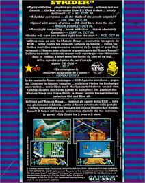 Box back cover for Strider on the Amstrad CPC.