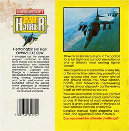Box back cover for Strike Force Harrier on the Amstrad CPC.