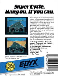 Box back cover for Super Cycle on the Amstrad CPC.