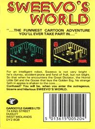 Box back cover for Sweevo's World on the Amstrad CPC.