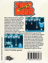 Box back cover for Through The Trap Door on the Amstrad CPC.