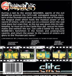 Box back cover for Thundercats on the Amstrad CPC.