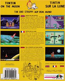 Box back cover for Tintin on the Moon on the Amstrad CPC.