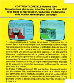 Box back cover for Top Secret on the Amstrad CPC.