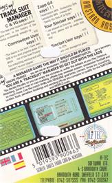 Box back cover for Tracksuit Manager on the Amstrad CPC.