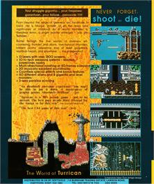 Box back cover for Turrican on the Amstrad CPC.