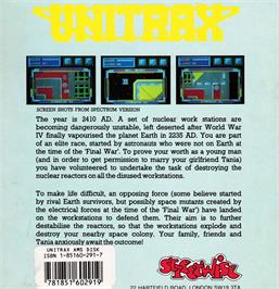 Box back cover for Unitrax on the Amstrad CPC.