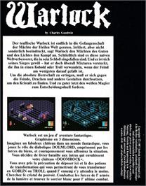 Box back cover for Warlock on the Amstrad CPC.
