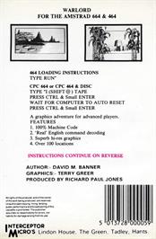 Box back cover for Warlord on the Amstrad CPC.