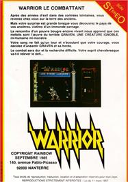 Box back cover for Warrior on the Amstrad CPC.