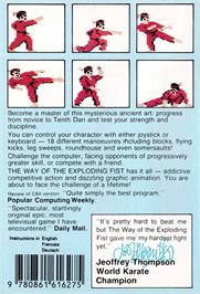 Box back cover for Way Of The Exploding Fist, The on the Amstrad CPC.