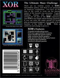 Box back cover for Xor on the Amstrad CPC.