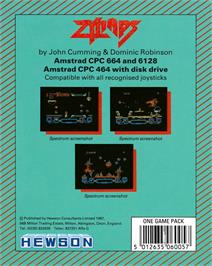 Box back cover for Zynaps on the Amstrad CPC.