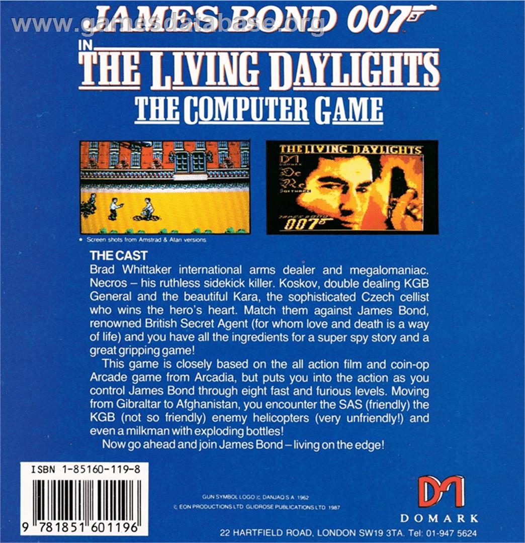 007 - The Living Daylights - Amstrad CPC - Artwork - Box Back