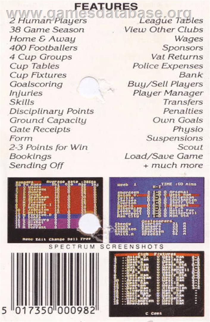 2 Player Soccer Squad - Amstrad CPC - Artwork - Box Back