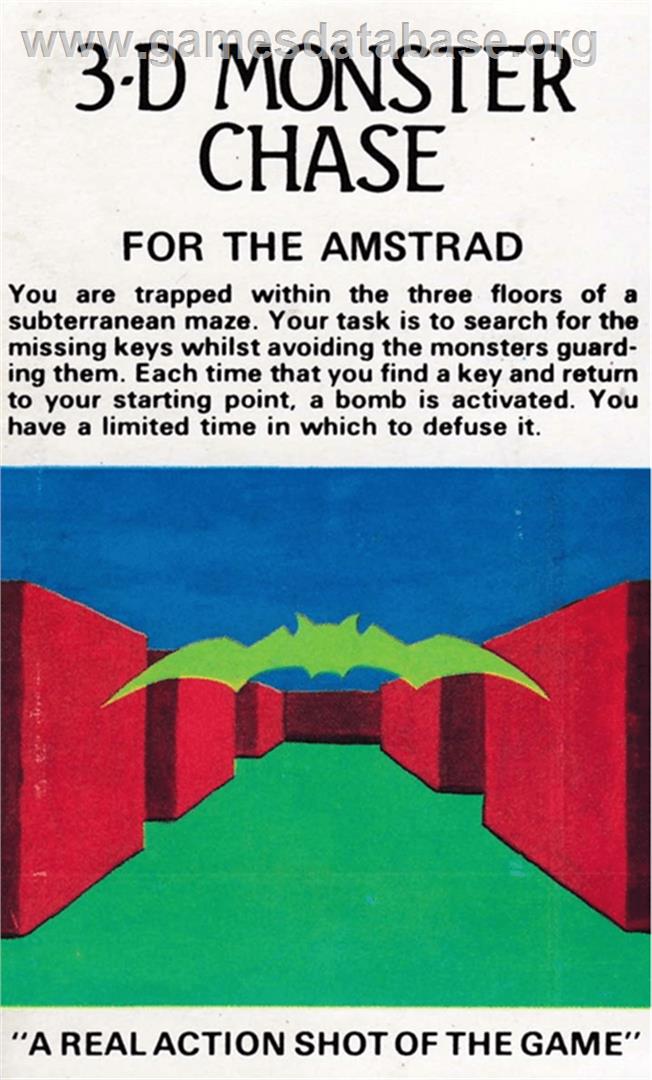 3D Monster Chase - Amstrad CPC - Artwork - Box Back