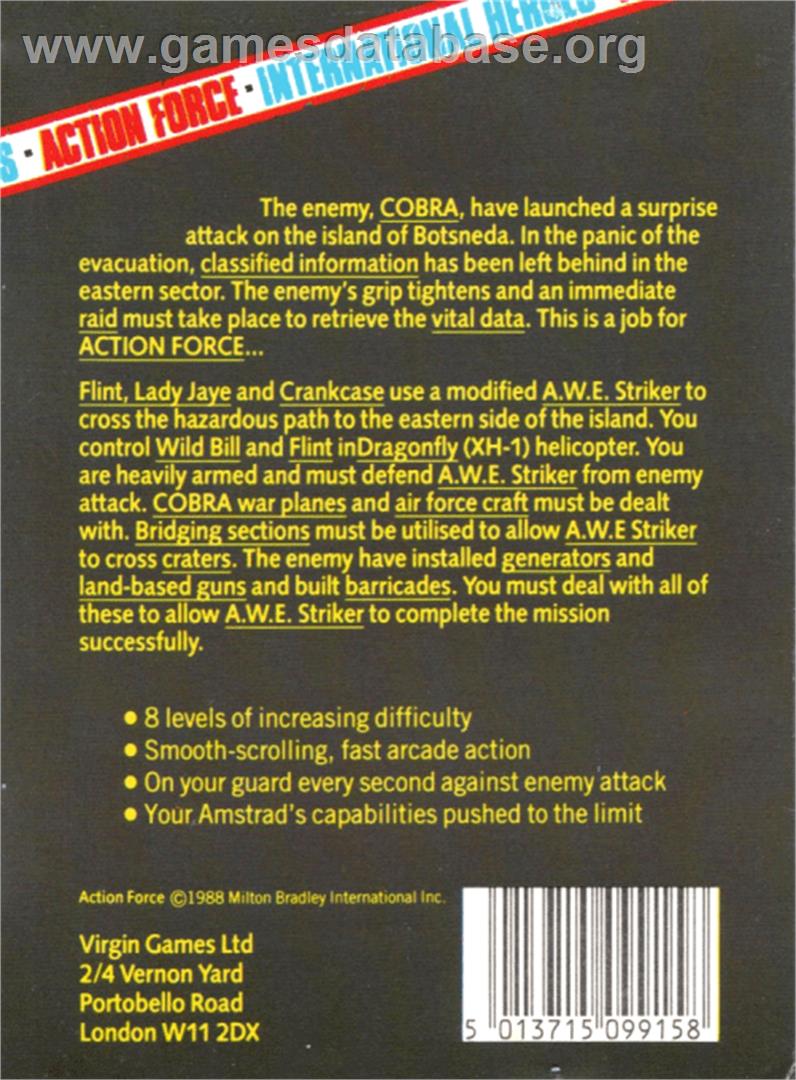 Action Force - Amstrad CPC - Artwork - Box Back